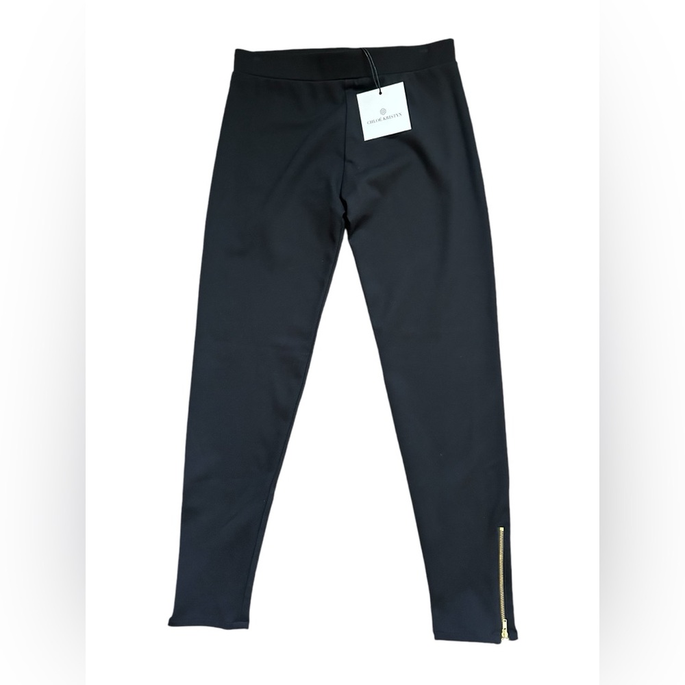 Chloe’ Kristyn Naomi Pant Black Gold Ankle Zip NWT Size
